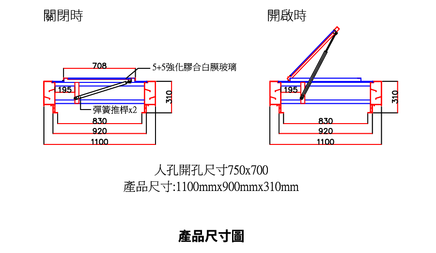 掀蓋式採光通風人孔蓋尺寸圖